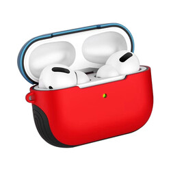 Apple Airpods Pro Kılıf Zore Shockproof Silikon Kırmızı-Mavi