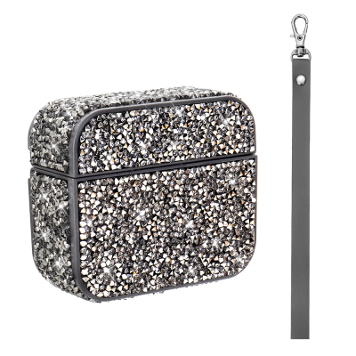 Apple Airpods Pro 2 Zore Airbag 45 Glittery Transparent Wrist Strap Case Grey