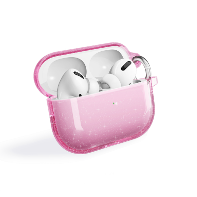 Apple Airpods Pro 2 Zore Allstar Airbag 32 Parlayan Simli Saydam Renkli Kılıf Pembe