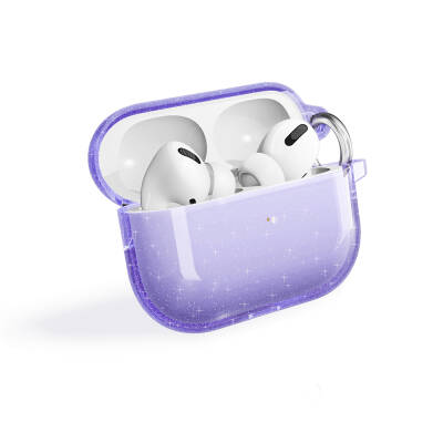 Apple Airpods Pro 2 Zore Allstar Airbag 32 Parlayan Simli Saydam Renkli Kılıf Mor