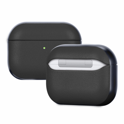 Apple AirPods Pro 3 Case with M-Safe Charging, Mutural Poying Series, Leather Design Cover Black