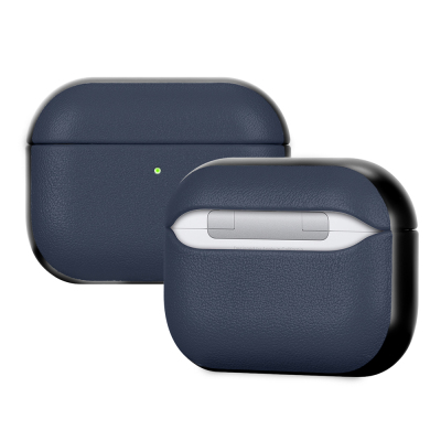 Apple AirPods Pro 3 Kılıf M-Safe Şarj Özellikli Mutural Poying Serisi Deri Tasarımlı Kapak Lacivert