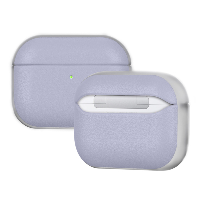 Apple AirPods Pro 3 Kılıf M-Safe Şarj Özellikli Mutural Poying Serisi Deri Tasarımlı Kapak Açık Mor