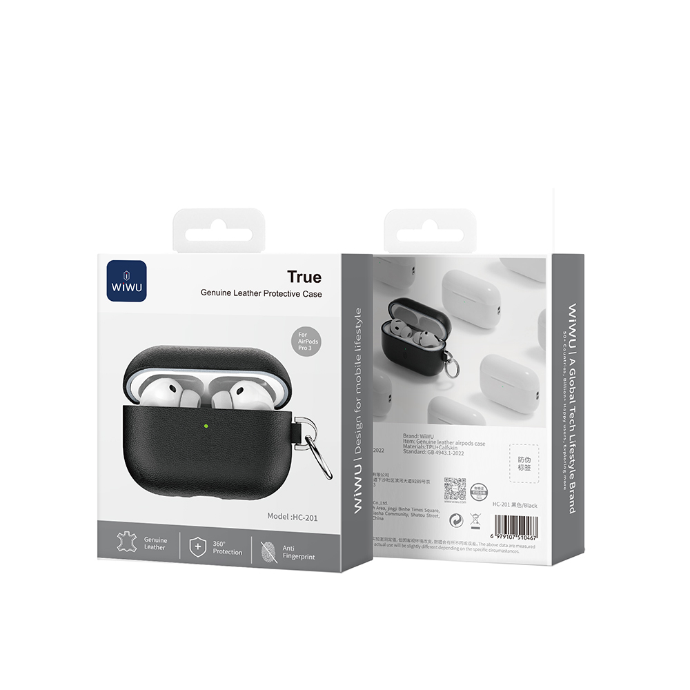 Apple AirPods Pro 3 Wiwu HC-201 Parmak İzi Bırakmayan Deri Kılıf - 15