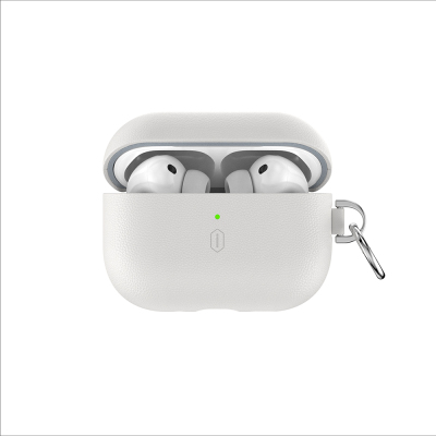 Apple AirPods Pro 3 Wiwu HC-201 Parmak İzi Bırakmayan Deri Kılıf Bej