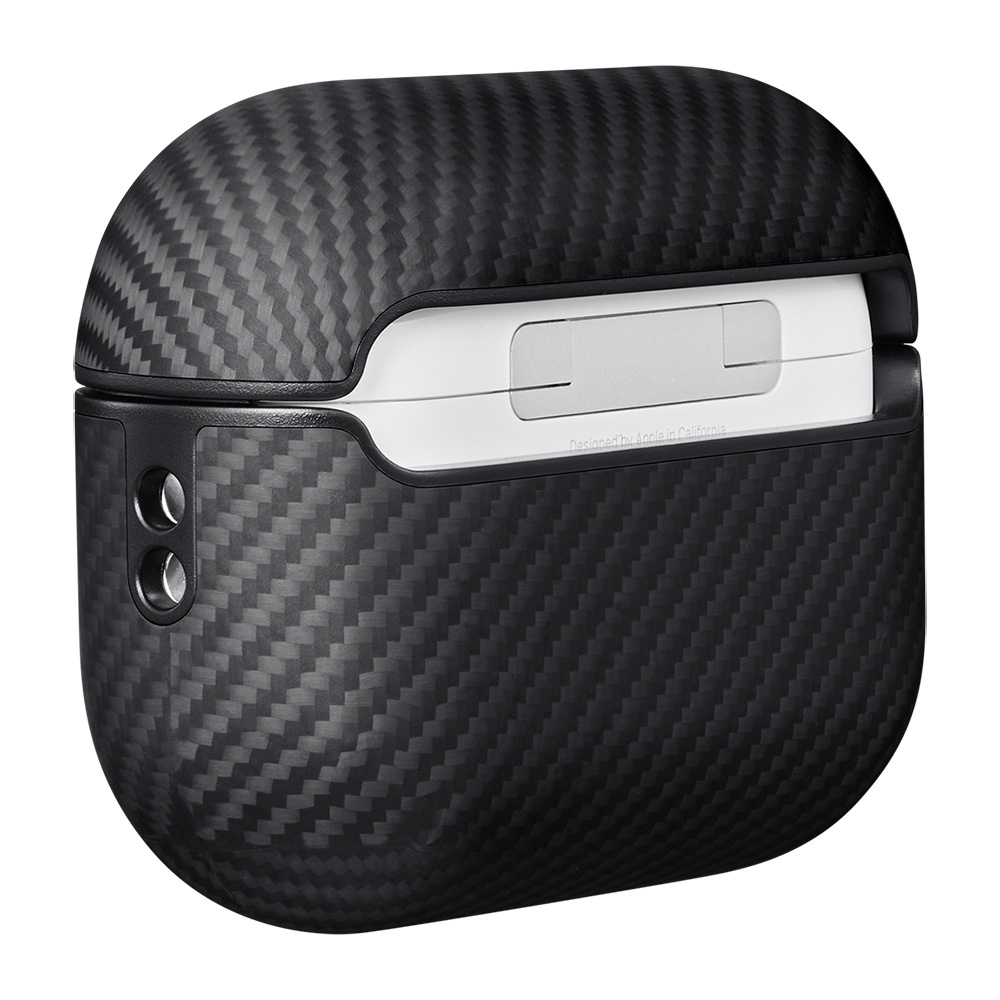 Apple Airpods Pro Kılıf 600D Aramid Fiber Pitaka Classic Serisi Black-Grey Twill Kılıf - 7