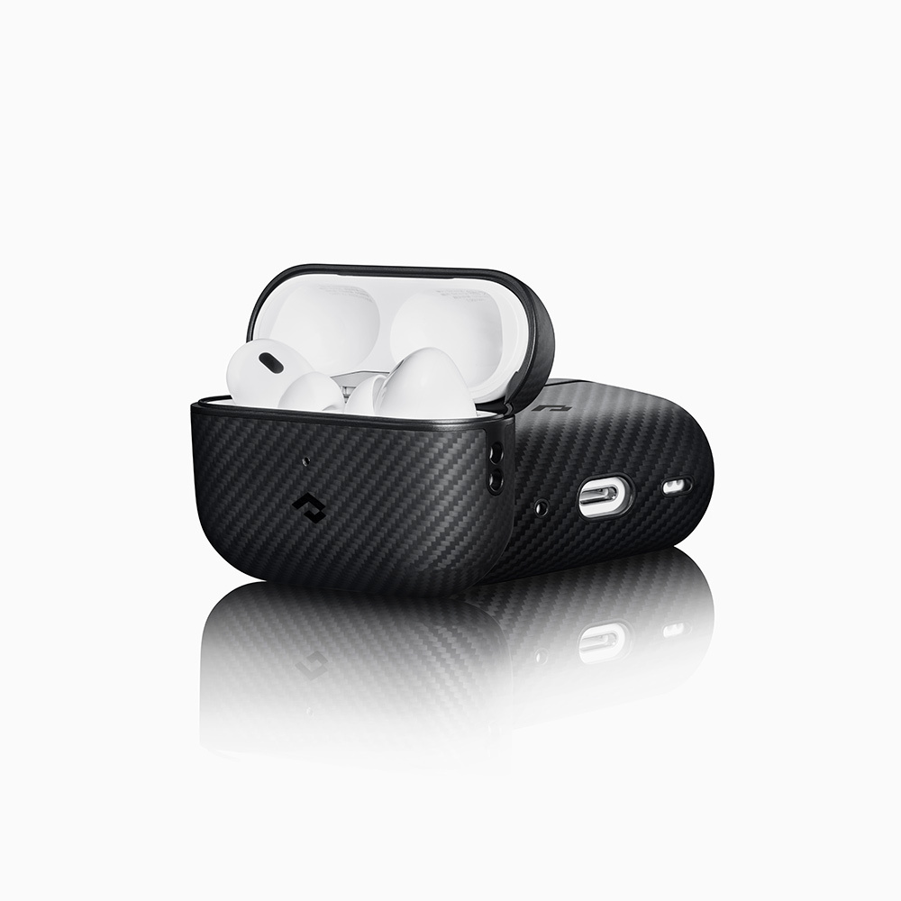 Apple Airpods Pro Kılıf 600D Aramid Fiber Pitaka Classic Serisi Black-Grey Twill Kılıf - 11