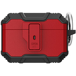 Apple Airpods Pro Kılıf Zore Airbag 27 Silikon Siyah-Kırmızı