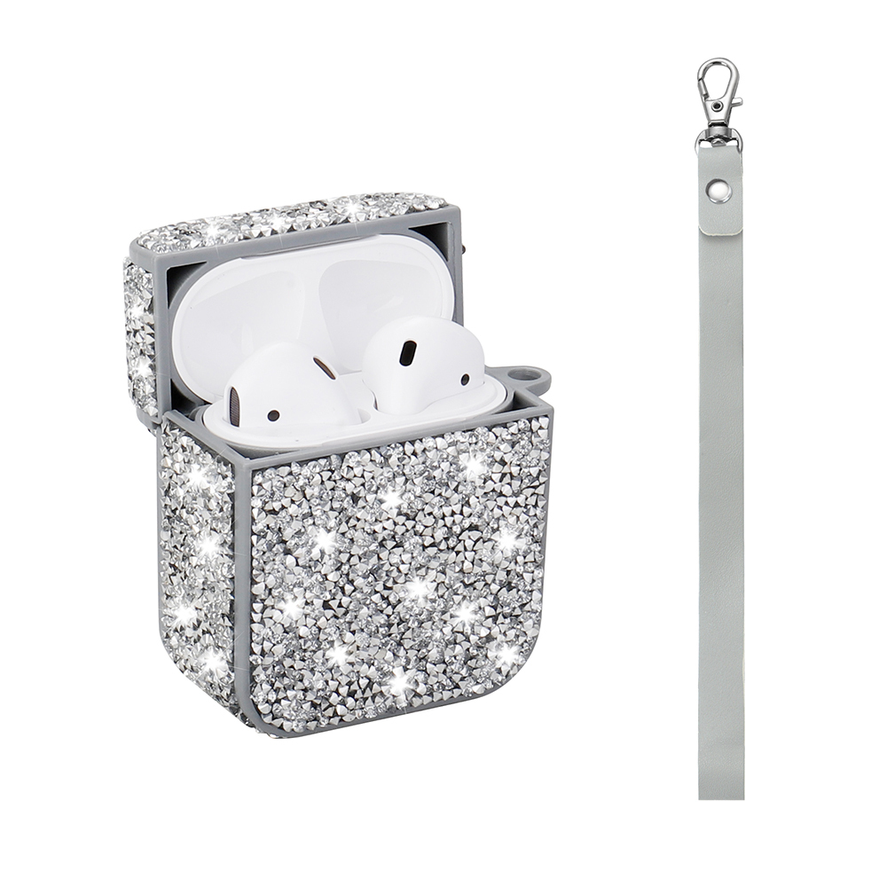 Apple Airpods Zore Airbag 45 Glittery Transparent Wrist Strap Case - 12