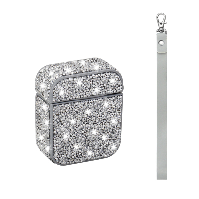 Apple Airpods Zore Airbag 45 Glittery Transparent Wrist Strap Case Silver