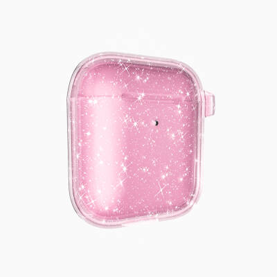 Apple Airpods Zore Allstar Airbag 32 Shining Glitter Transparent Colored Case Pink