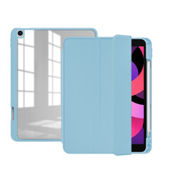 Apple iPad 10.2 2021 (9.Generation) Case Zore Nort Transparent Back Stand Case Light Blue