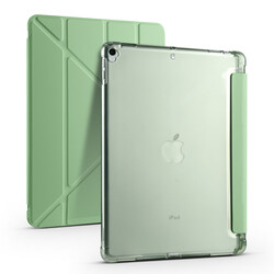 Apple iPad 10.2 2021 (9.Generation) Case Zore Tri Folding Smart With Pen Stand Case Açık Yeşil
