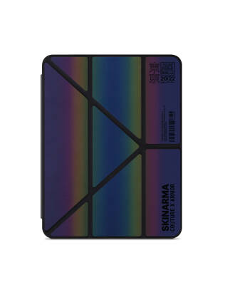 Apple iPad 10.2 2021 (9th Generation) Case SkinArma Holographic Design Leather Look Kira Kobai Cover with Stand Colorful