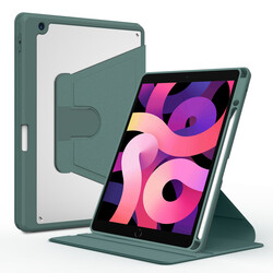 Apple iPad 10.2 (8.Generation) Case Zore Nayn Rotatable Stand Case Dark Green