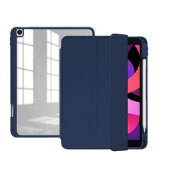 Apple iPad 10.2 (8.Generation) Case Zore Nort Transparent Back Stand Case Navy blue