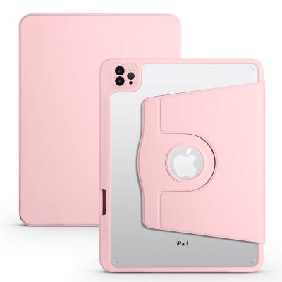 Apple iPad 10.2 (8.Nesil) Kılıf Zore Termik Kalem Bölmeli Dönebilen Standlı Kılıf Pembe