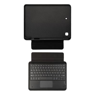 Apple iPad 10.2 (8th Generation) Zore Border Keyboard Bluetooth Connection with Stand and Keyboard Tablet Case Black