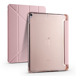 Apple iPad Pro 10.5 (7.Generation) Case Zore Tri Folding Smart With Pen Stand Case Rose Gold
