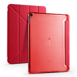 Apple iPad Pro 10.5 (7.Generation) Case Zore Tri Folding Smart With Pen Stand Case Red