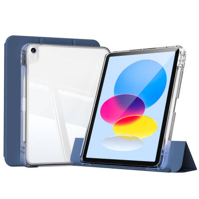 ​Apple iPad 10.9 2022 (10.Nesil) Kılıf Magnetik Ayrılabilen Airbagli Zore Sliding Tablet Kılıfı Lacivert