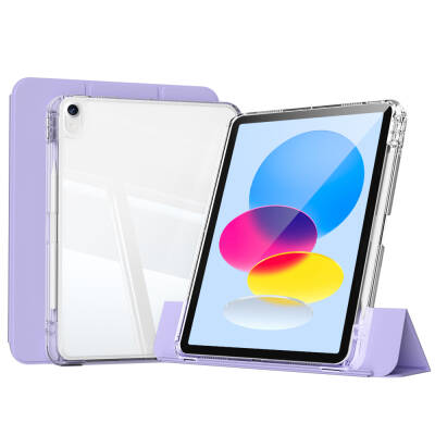 ​Apple iPad 10.9 2022 (10.Nesil) Kılıf Magnetik Ayrılabilen Airbagli Zore Sliding Tablet Kılıfı Lavender