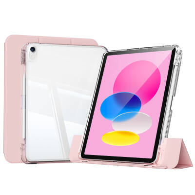 ​Apple iPad 10.9 2022 (10.Nesil) Kılıf Magnetik Ayrılabilen Airbagli Zore Sliding Tablet Kılıfı Pembe