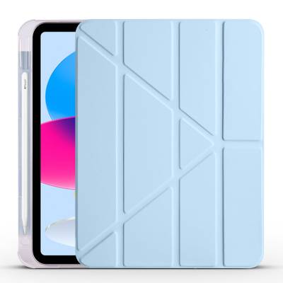 Apple iPad 10.9 2022 (10.Nesil) Kılıf Zore Tri Folding Kalem Bölmeli Standlı Kılıf Mavi