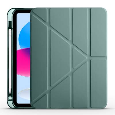 Apple iPad 10.9 2022 (10.Nesil) Kılıf Zore Tri Folding Kalem Bölmeli Standlı Kılıf Koyu Yeşil