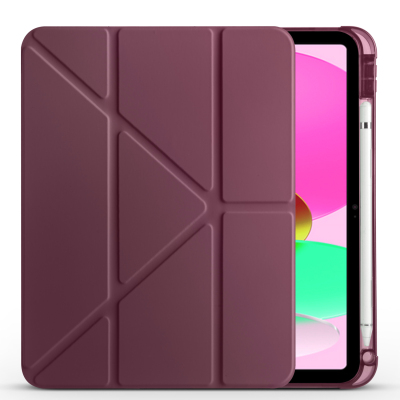Apple iPad 10.9 2022 (10.Nesil) Kılıf Zore Tri Folding Kalem Bölmeli Standlı Kılıf Koyu Mor