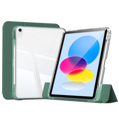 ​Apple iPad 10.9 2022 (10th Generation) Case Magnetic Detachable Airbag Zore Sliding Tablet Case Dark Green