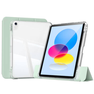 Apple iPad 11.Nesil 2025 Kılıf Magnetik Ayrılabilen Airbagli Zore Sliding Tablet Kılıfı Açık Yeşil