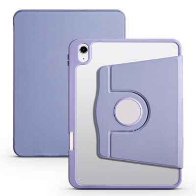 Apple iPad 11th Generation 2025 Case Zore Thermal Pen Compartment Rotating Stand Case Lavendery Gray
