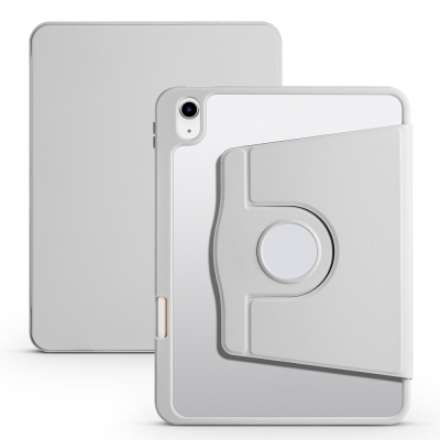 Apple iPad 11th Generation 2025 Case Zore Thermal Pen Compartment Rotating Stand Case Grey