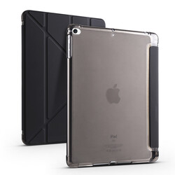 Apple iPad 9.7 2017 (5.Nesil) Kılıf Zore Tri Folding Kalem Bölmeli Standlı Kılıf Siyah