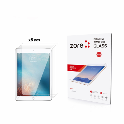 Apple iPad 9.7 2017 (5.Nesil) Zore 5in1 Tablet Temperli Cam Ekran Koruyucu Şeffaf