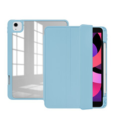 Apple iPad Air 10.9 2020 (4.Generation) Case Zore Nort Transparent Back Stand Case Light Blue