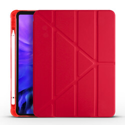 Apple iPad Air 10.9 2020 (4.Nesil) Kılıf Zore Tri Folding Kalem Bölmeli Standlı Kılıf Kırmızı