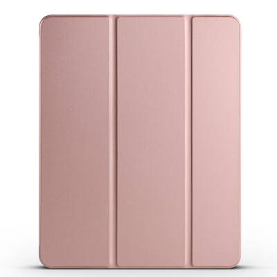 Apple iPad Air 10.9 2020 (4.Nesil) Zore Smart Cover Kalem Bölmeli Standlı 1-1 Kılıf Rose Gold