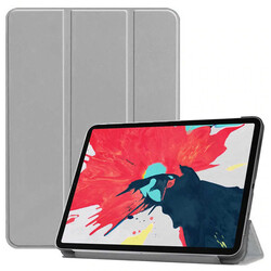 Apple iPad Air 10.9 2020 (4.Nesil) Zore Smart Cover Standlı 1-1 Kılıf Gri