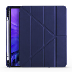 Apple iPad Air 10.9 2020 (4.Generation) Case Zore Tri Folding Smart With Pen Stand Case Navy blue