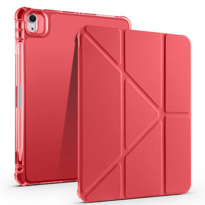 Apple iPad Air 11 2024 Case Zore Tri Folding Stand Case with Pen Compartment Red