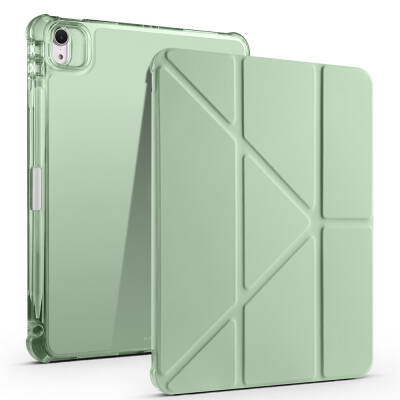 Apple iPad Air 11 2024 Case Zore Tri Folding Stand Case with Pen Compartment Green