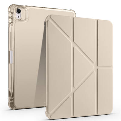 Apple iPad Air 11 2024 Case Zore Tri Folding Stand Case with Pen Compartment Gold