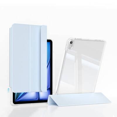 ​Apple iPad Air 11 2024 Kılıf Magnetik Ayrılabilen Airbagli Zore Sliding Tablet Kılıfı Mavi Açık
