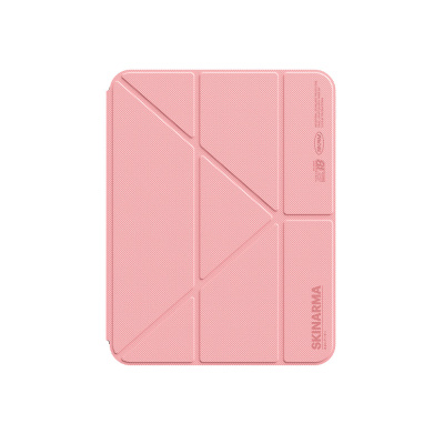 Apple iPad Air 11 2024 Kılıf Skinarma Kalemlikli Arkası Şeffaf Standlı Magnetik Zeta Kılıf Pembe