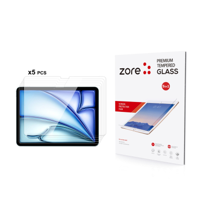 Apple iPad Air 11 2024 Zore 5in1 Tablet Tempered Glass Screen Protector Şeffaf