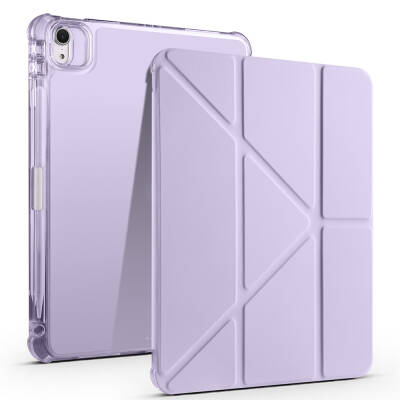 Apple iPad Air 11 2025 M3 Case Zore Tri Folding Stand Case with Pencil Compartment Lila