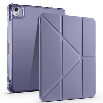 Apple iPad Air 11 2025 M3 Case Zore Tri Folding Stand Case with Pencil Compartment Purple