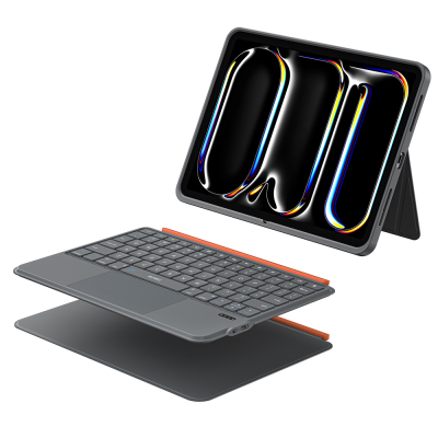 Apple iPad Air 11 2025 M3 Wiwu MK-005 Combo 3in1 Kalem Bölmeli Klavyeli Standlı Kılıf Gri